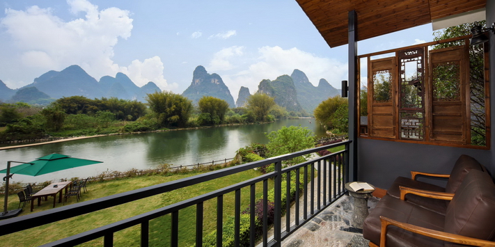 This spacious river view room is a couples favorite at Yangshuo Mountain Retreat.